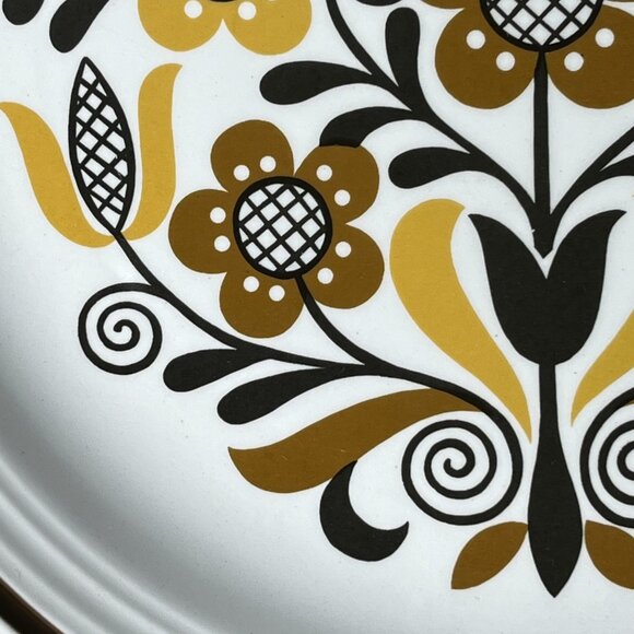 Folklore Ironstone Ware by Myott England 2 Dinner Plates 10" Brown Flowers - Picture 6 of 13